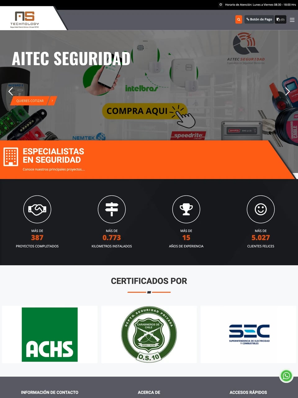 Captura de pantalla del proyecto Aitec Seguridad